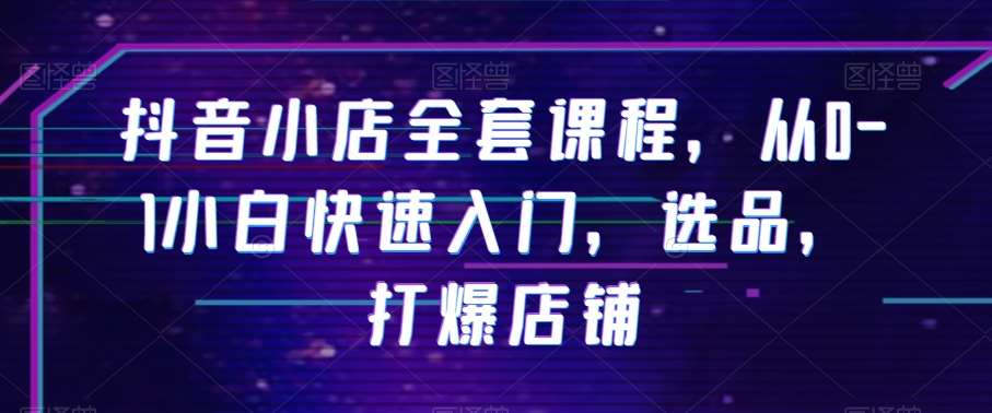 抖音小店全套课程，从0-1小白快速入门，选品，打爆店铺-宇文网创