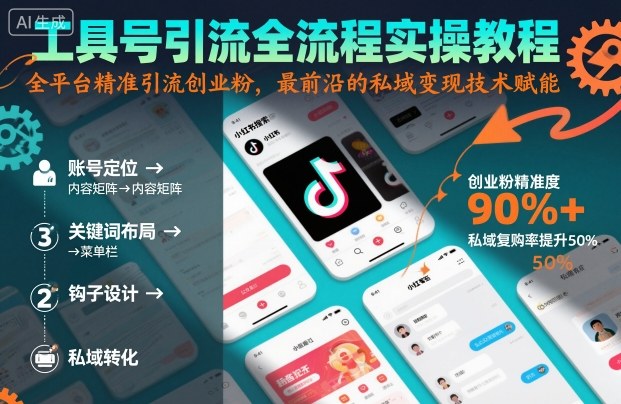 工具号引流全流程保姆级实操教程，全平台精准引流创业粉，最前沿的私域变现技术赋能-宇文网创