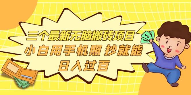 三个最新无脑搬砖项目，小白用手机照抄就能日入过百-宇文网创