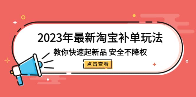 2023年最新淘宝补单玩法,教你快速起·新品,安全·不降权(18课时)-宇文网创