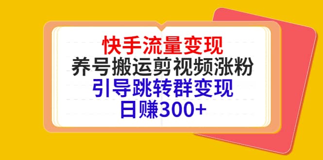 快手流量变现，养号搬运剪视频涨粉，引导跳转群变现日赚300+-宇文网创