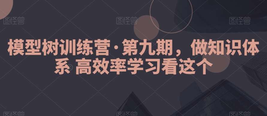 模型树训练营·第九期，做知识体系高效率学习看这个-宇文网创