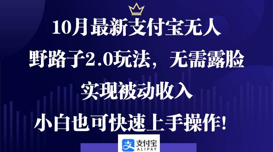 （12824期）10月最新支付宝无人野路子2.0玩法，无需露脸，实现被动收入，小白也可...-宇文网创