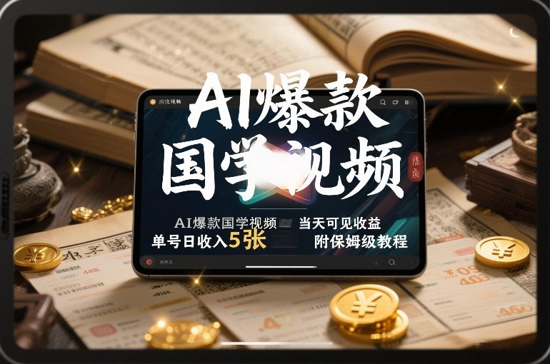 AI爆款国学视频，独家起号方法，小白直接上手，当天可见收益，单号日收入5张+附保姆级教程-宇文网创