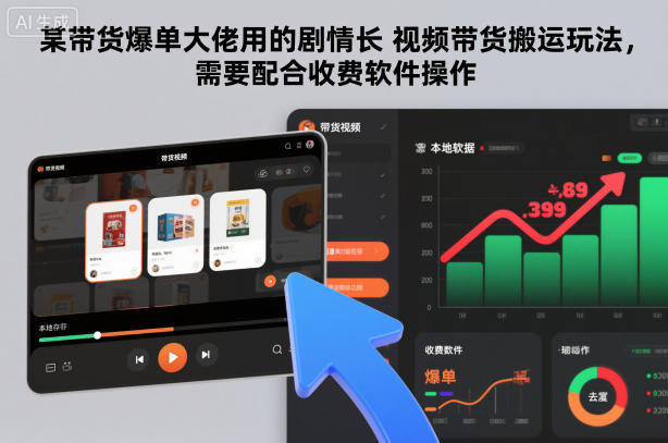某带货爆单大佬用的剧情长视频带货搬运玩法，需要配合收费软件操作-宇文网创