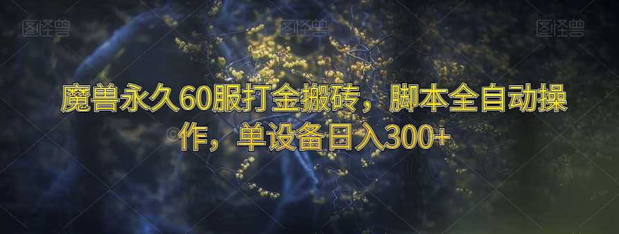 魔兽永久60服打金搬砖，脚本全自动操作，单设备日入300+【揭秘】-宇文网创
