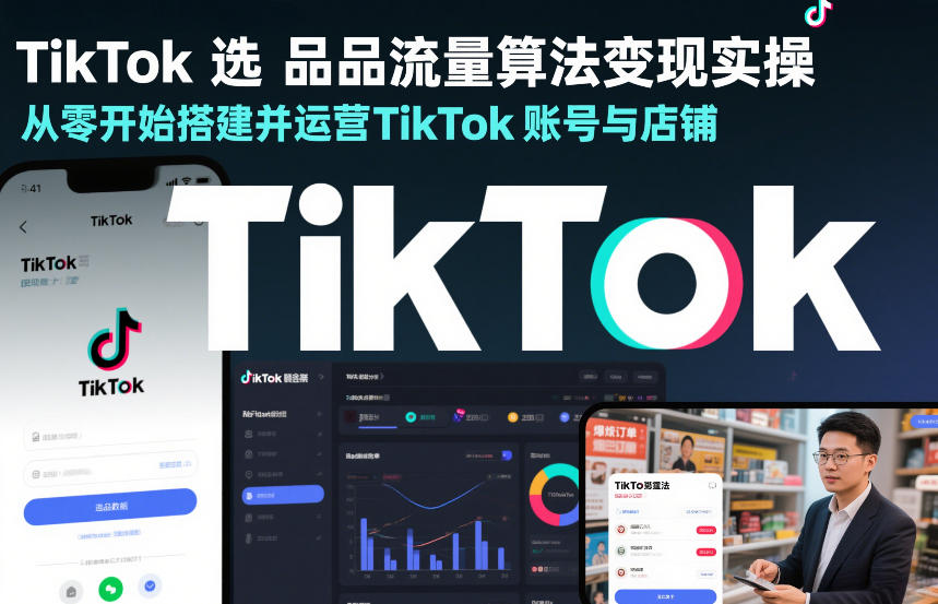 TikTok选品流量算法变现实操，从零开始搭建并运营TikTok账号与店铺-宇文网创