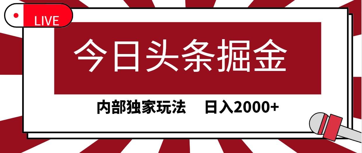 （9832期）今日头条掘金，30秒一篇文章，内部独家玩法，日入2000+-宇文网创