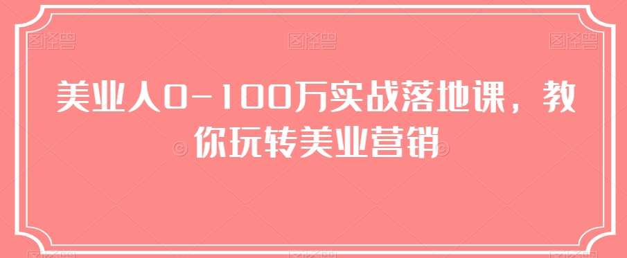 美业人0-100万实战落地课，教你玩转美业营销-宇文网创