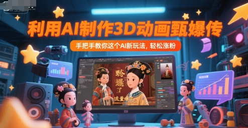 利用AI制作3D动画甄嬛传，流量爆了，手把手教你这个AI新玩法，轻松涨粉-宇文网创