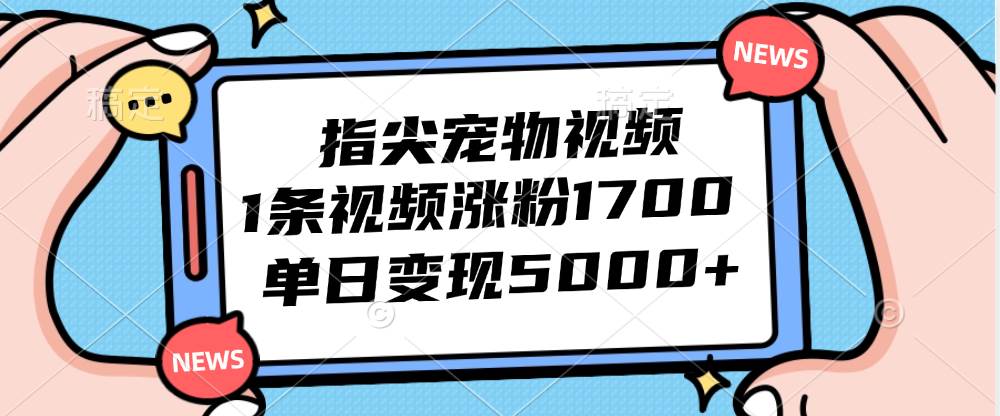 （12549期）指尖宠物视频，1条视频涨粉1700，单日变现5000+-宇文网创