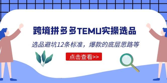跨境拼多多TEMU实操选品运营方法，选品避坑12条标准，爆款的底层思路等-宇文网创