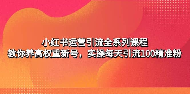 小红书运营引流全系列课程：教你养高权重新号-宇文网创