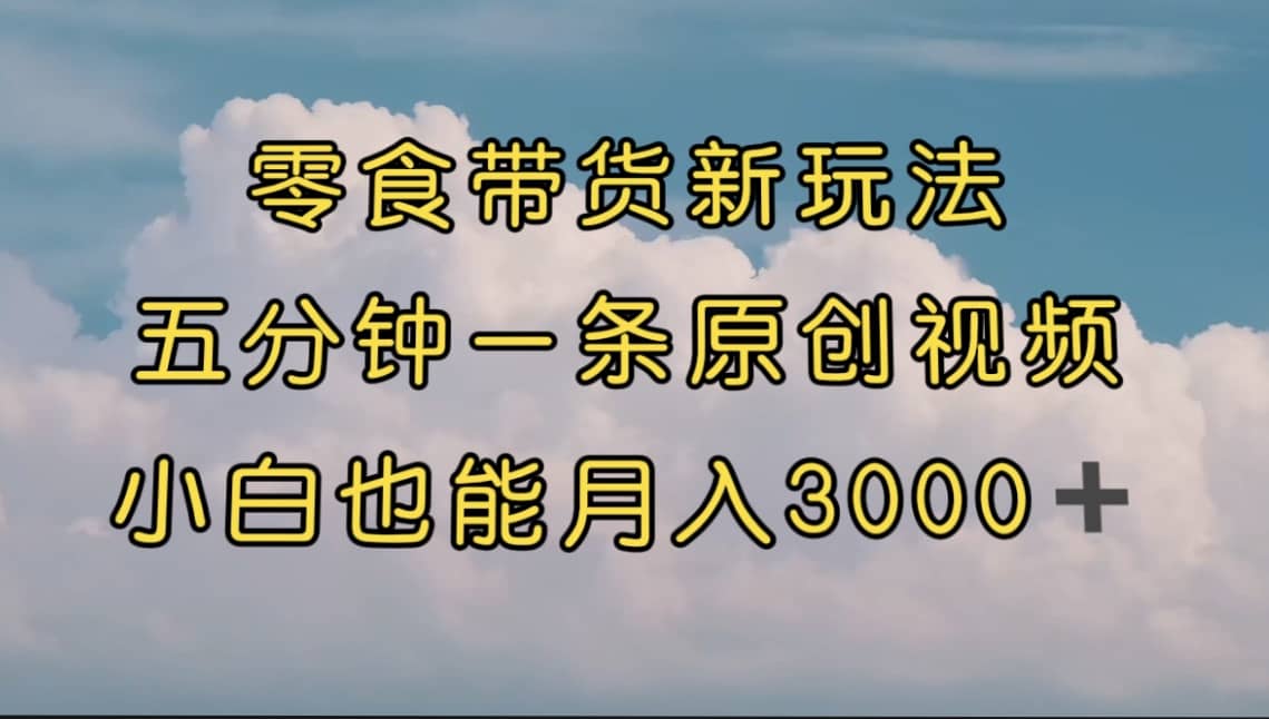 零食带货新玩法，5分钟一条原创视频，新手小白也能轻松月入3000+ （教程）-宇文网创