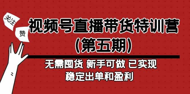 视频号直播带货特训营（第五期）无需囤货 新手可做 已实现稳定出单和盈利-宇文网创