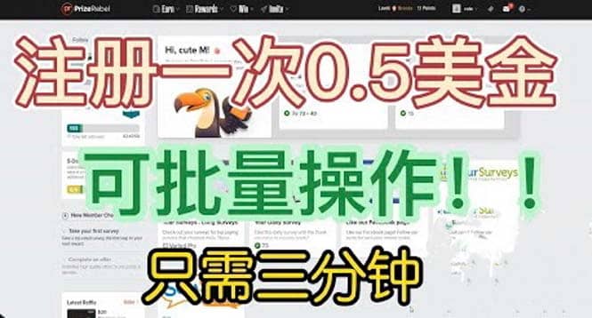 国外项目注册一次0.5美金 只需三分钟无脑操作 可批量放大 小白工作室福利-宇文网创