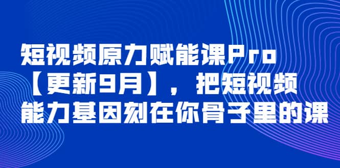 短视频原力赋能课Pro【更新9月】，把短视频能力基因刻在你骨子里的课-宇文网创