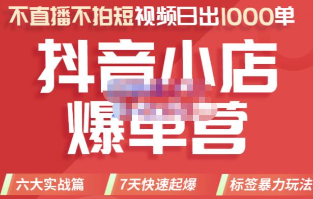 2022年抖音小店爆单营，不直播、不拍短视频、日出1000单，暴力玩法-宇文网创