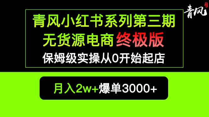 小红书无货源电商爆单终极版【视频教程+实战手册】保姆级实操从0起店爆单-宇文网创