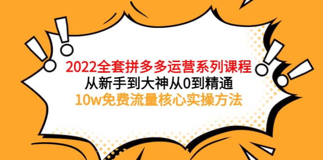 2022全套拼多多运营课程，从新手到大神从0到精通，10w免费流量核心实操方法-宇文网创