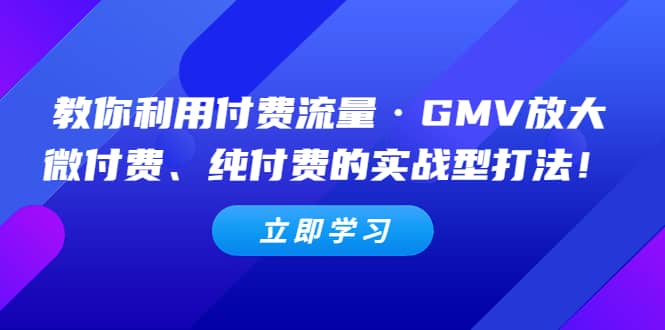 教你利用付费流量·GMV放大，微付费、纯付费的实战型打法-宇文网创