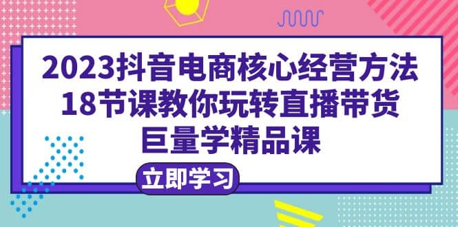 2023抖音电商核心经营方法：18节课教你玩转直播带货，巨量学精品课-宇文网创