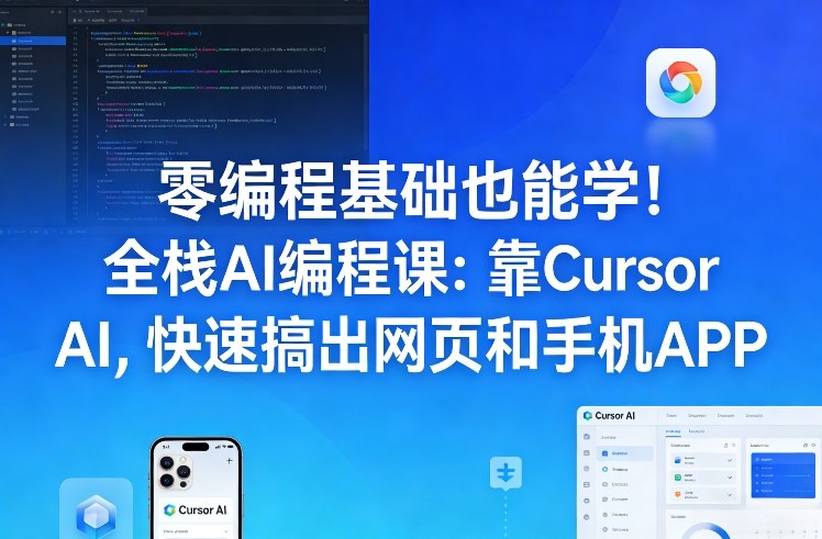 零编程基础也能学！全栈AI编程课：靠Cursor AI，快速搞出网页和手机APP-宇文网创