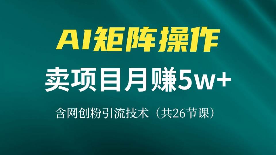 （13335期）网创IP打造课，借助AI卖项目月赚5万+，含引流技术（共26节课）-宇文网创