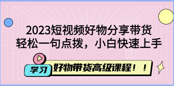 2023短视频好物分享带货，好物带货高级课程，轻松一句点拨，小白快速上手-宇文网创