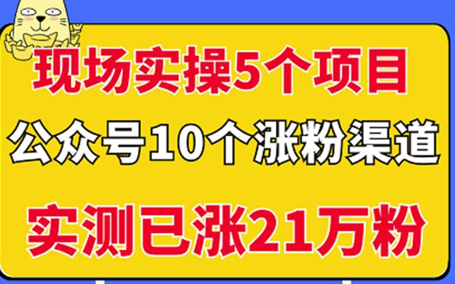 现场实操5个公众号项目，10个涨粉渠道，实测已涨21万粉！-宇文网创