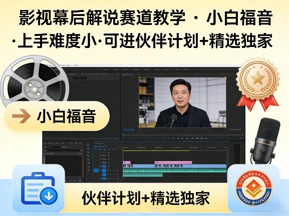 某大佬的影视幕后解说赛道教学，小白福音，上手难度小，可进伙伴计划+精选独家-宇文网创
