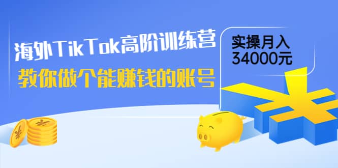 海外TikTok高阶训练营：教你做个能赚钱的账号，实操月入34000元！-宇文网创
