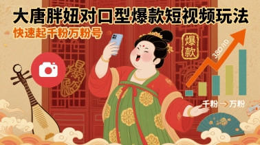 大唐胖妞对口型爆款短视频玩法，快速起千粉万粉号-宇文网创