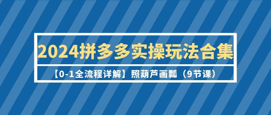 （9559期）2024拼多多实操玩法合集【0-1全流程详解】照葫芦画瓢（9节课）-宇文网创