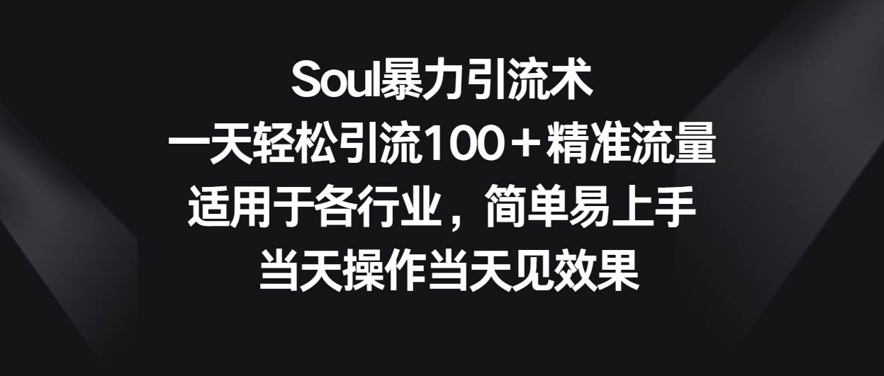 Soul暴力引流术，一天轻松引流100＋精准流量，适用于各行业，简单易上手！-宇文网创