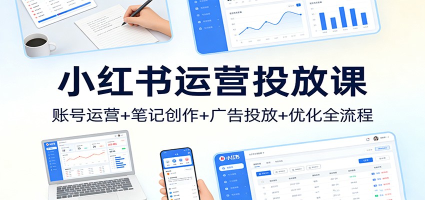 小红书运营投放课：账号运营+笔记创作+广告投放+优化全流程-宇文网创