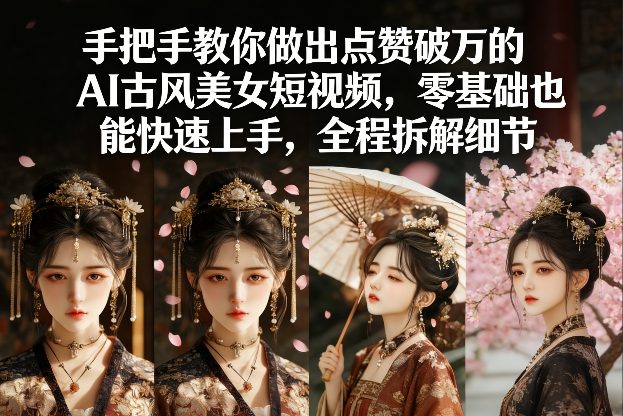 手把手教你做出点赞破万的AI古风美女短视频，零基础也能快速上手，全程拆解细节-宇文网创