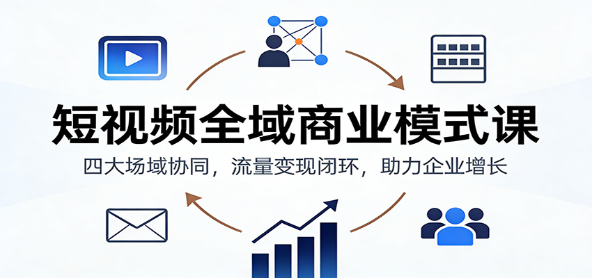 短视频全域商业模式课：四大场域协同，流量变现闭环，助力企业增长-宇文网创