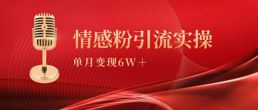 （9473期）单月变现6w+，情感粉引流变现实操课-宇文网创