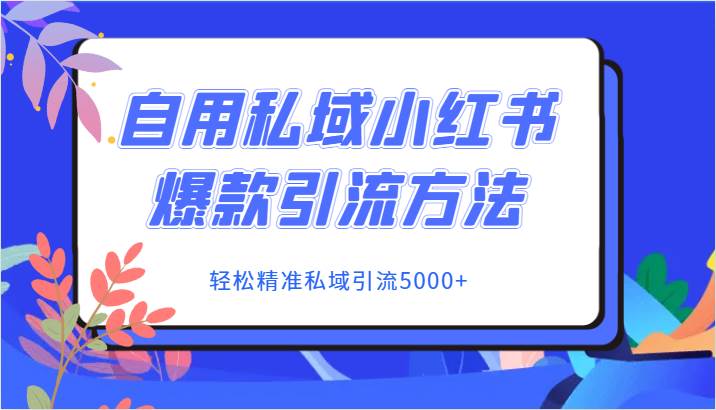 自用私域小红书爆款引流方法，轻松精准私域引流5000+-宇文网创