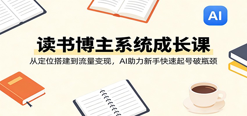 读书博主系统成长课：从定位搭建到流量变现，AI助力新手快速起号破瓶颈-宇文网创