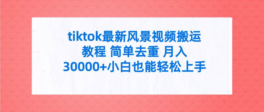 （9804期）tiktok最新风景视频搬运教程 简单去重 月入30000+附全套工具-宇文网创