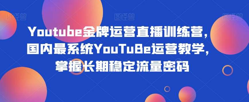 Youtube金牌运营直播训练营，国内最系统YouTuBe运营教学，掌握长期稳定流量密码-宇文网创