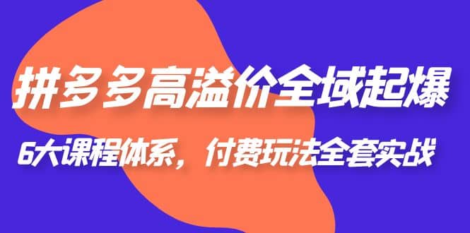 拼多多-高溢价 全域 起爆,6大课程体系,付费玩法全套实战-宇文网创