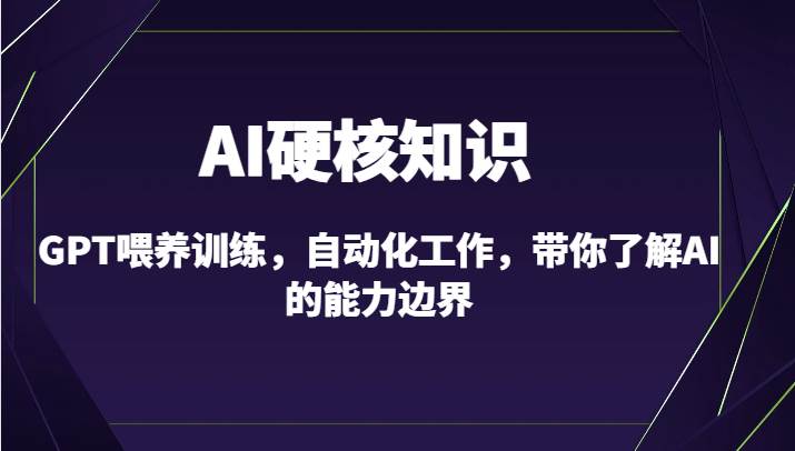 AI硬核知识-GPT喂养训练，自动化工作，带你了解AI的能力边界（10节课）-宇文网创