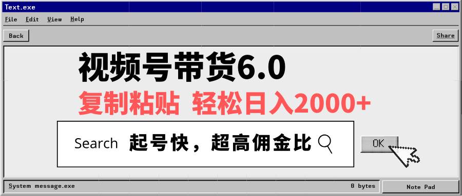 （14325期）视频号带货6.0，轻松日入2000+，起号快，复制粘贴即可，超高佣金比-宇文网创