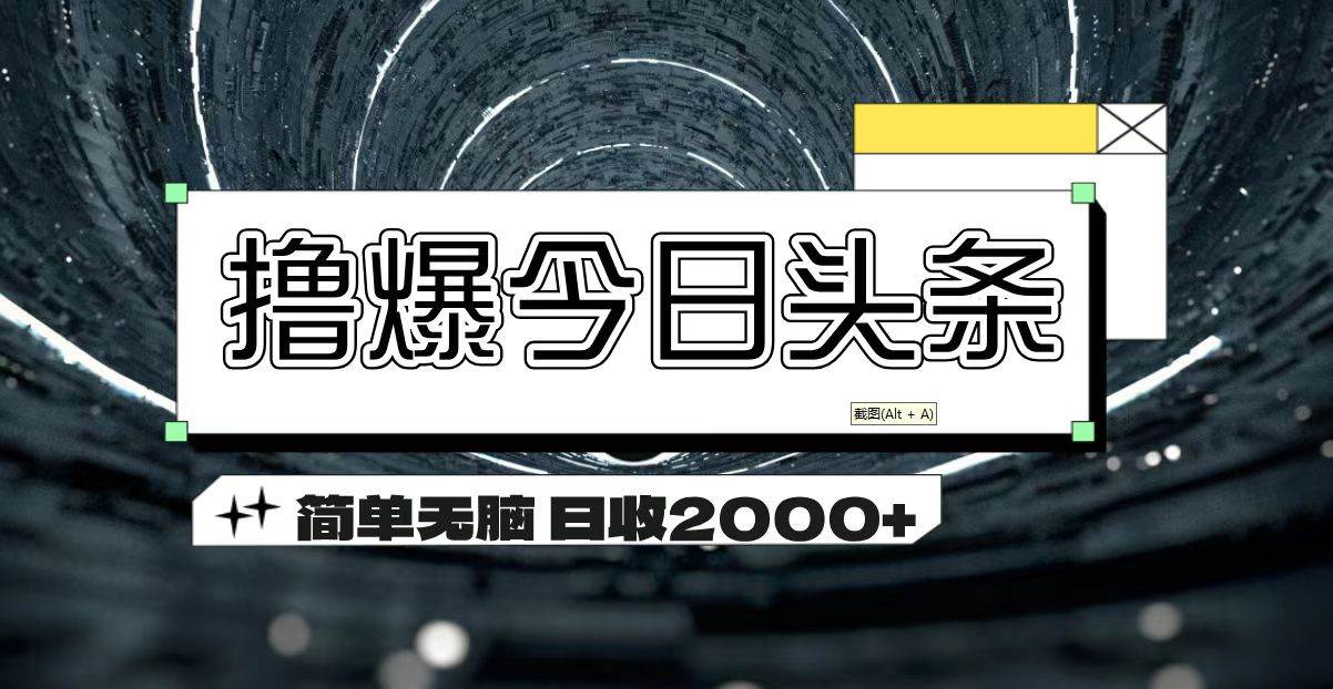 （11665期）撸爆今日头条 简单无脑操作 日收2000+-宇文网创