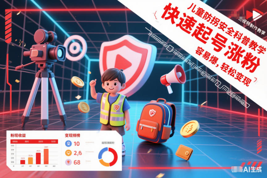 儿童防拐安全科普知识视频制作教学,快速起号涨粉,容易爆,轻松变现-宇文网创