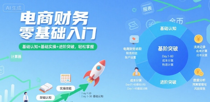 电商财务零基础入门，基础认知+基础实操+进阶突破，轻松掌握-宇文网创