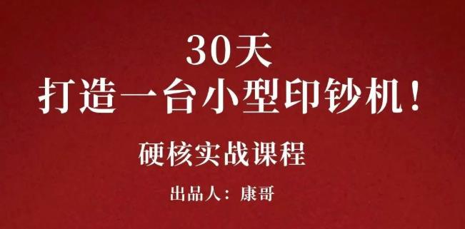 康哥30天打造一台小型印钞机：躺赚30万的项目完整复盘（视频教程）-宇文网创